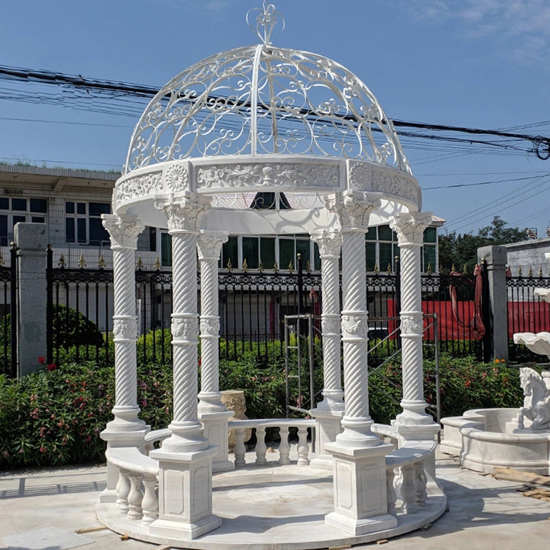 Hand Carved Natural Stone Large Outdoor Garden Stone Pavilion Marble Gazebo for Sale