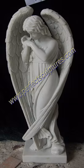 Вырезанная вручную мраморная гранитная статуя кладбище Мемориальная скульптура ангела для кладбища (SY